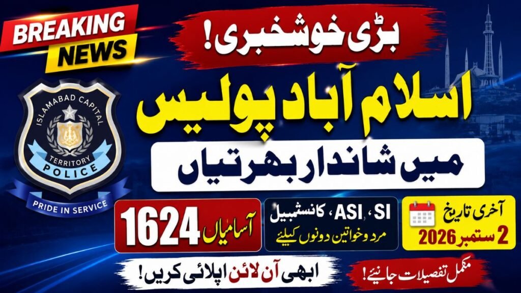 Islamabad Police Jobs 2026 – Apply Online for 1,624 Vacancies