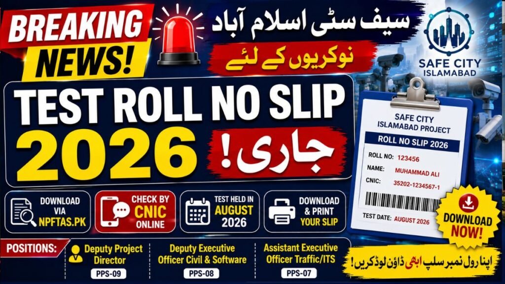 Safe City Islamabad Jobs Test Roll No Slip 2026 – Download Online
